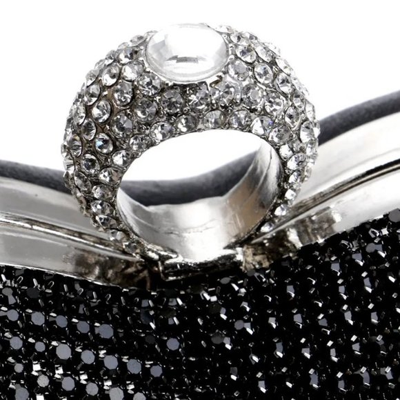 NWT Sparkling Bling Swarovski Crystal Rhinestone Heart Purse: Silver Gol…
